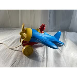 Disney Baby Green Toys Mickey Mouse Airplane Pull Toy Wobble Plane 100% Recycled